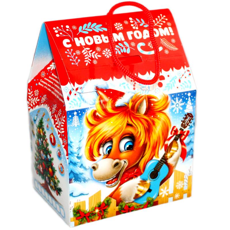 Детский новогодний подарок в картонной упаковке весом 400 грамм