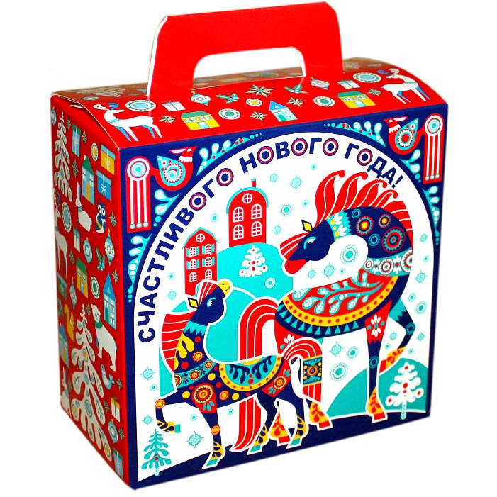 Сладкий подарок на Новый Год в картонной упаковке весом 600 грамм
